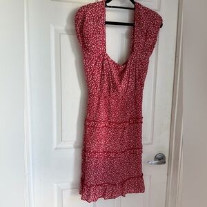 Chic Backless Red Floral Dress